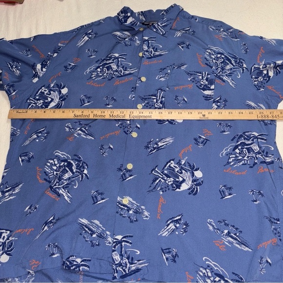 Vintage POLO SPORT‎ Ralph Lauren Paradise Hawaiian Button Down Rayon Shirt XXL - Picture 6 of 10